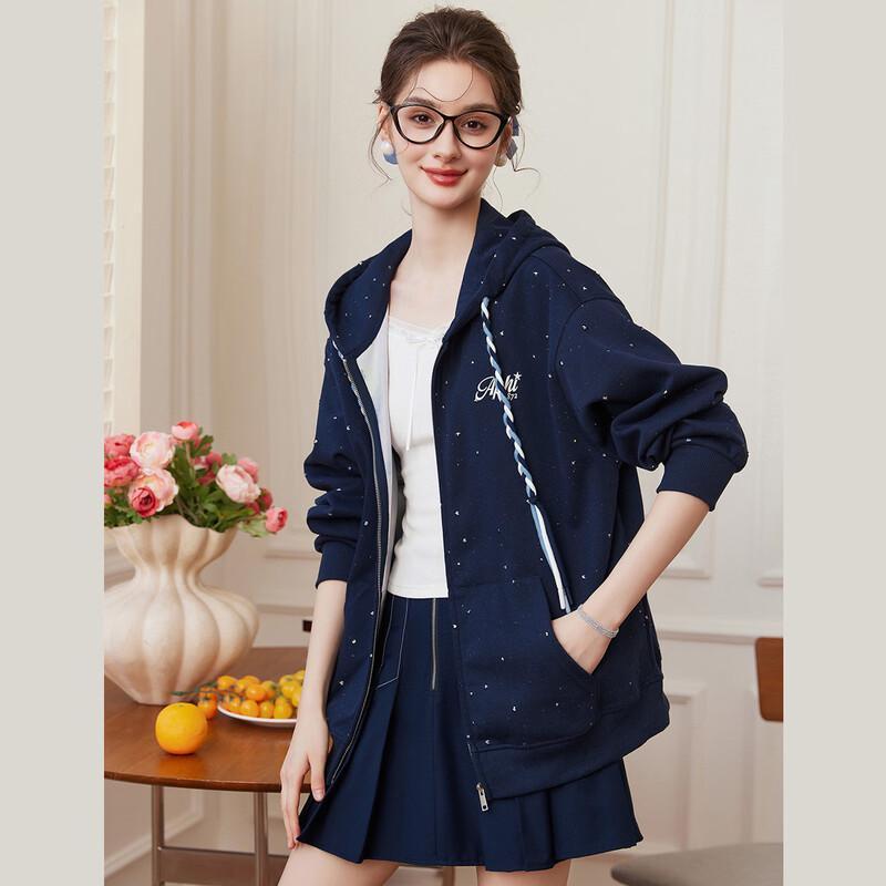 Bailuyu Women s Hooded Zip-Up Sweatshirt Jacket S