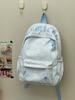 Schoolbag Japanese texture light blue letter embroidery casual backpack primary school students class holiday cram school lightweight small schoolbag