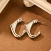 Silver Needle Geometric Heart Hoop Earrings - Retro & High-End Style for a Bold Look