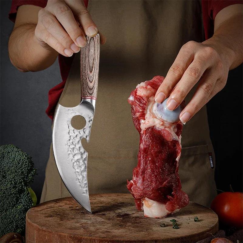 Stainless Steel Boning Knife Kitchen Hand Forged Wooden Handle Butcher Knife Meat Cutting Fish Cutting Knife Household Kitchen Accessories