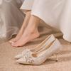 Fashion Elegant Pointed Thin Heel Suede  High Heels Wedding Banquet Wedding Shoes Bridesmaid Shoes 2025 New High Heels Women's Shoes