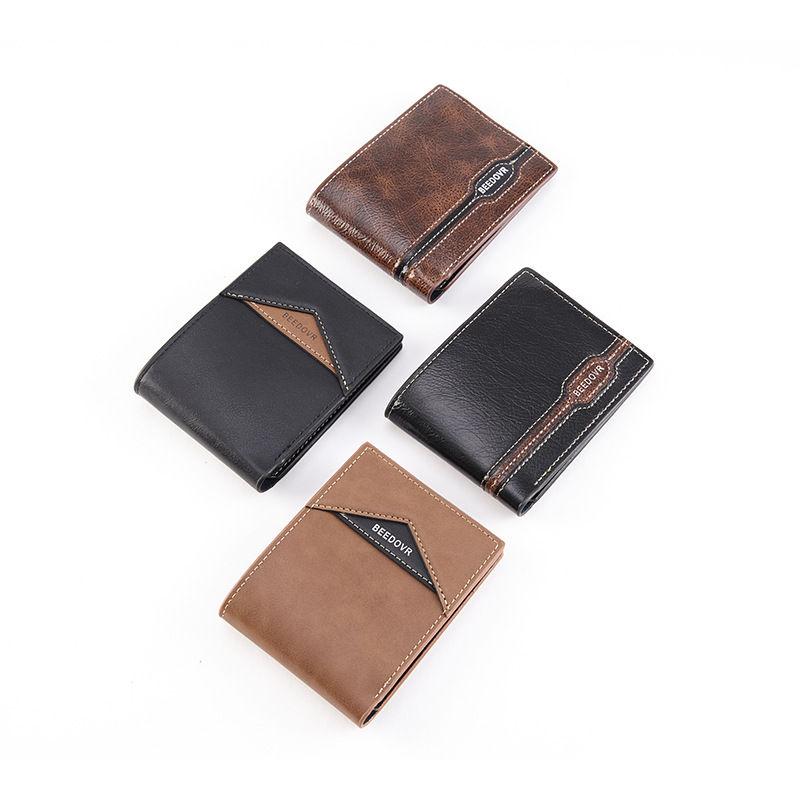 Vintage Design Short Wallets Men Fashion Card Holder Soft Artificial Leather Purse Wallet GZW