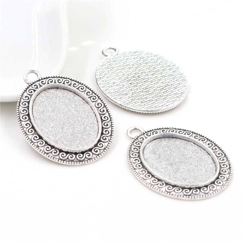 10 Stück 18x25mm Innenmaß Ovaler Anhänger Cabochon Leere Basis Fassung Fassungsschale DIY Halskette Schmuckherstellung Zubehör Fundstücke