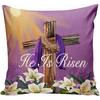 He Is Risen Throw Pillow Cover Religious Easter Cross Jesus Lily Pillow Cover,Easter Spring Lily Pillow Covers Home Decorative Sofa Pillow Case 18x18