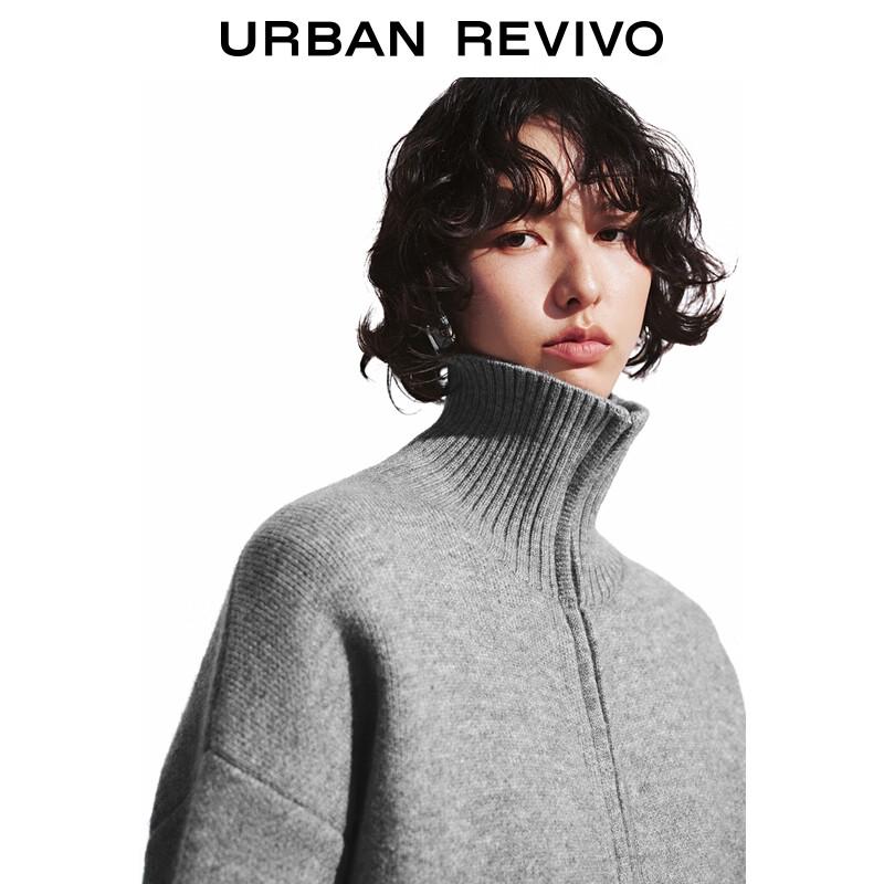 UR Damen Grauer Strick-Cardigan mit Stehkragen und Doppelreißverschluss