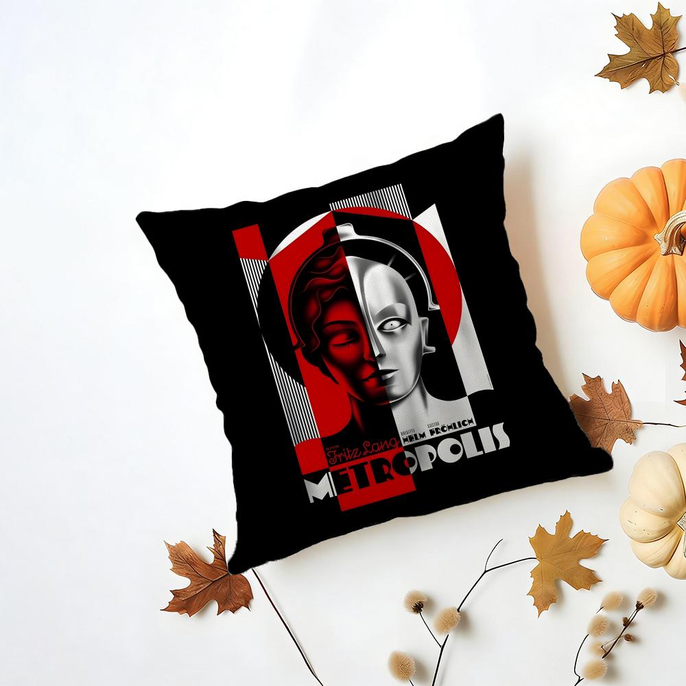 Film Classic M-Metropolis 1-1927 Cushion Cover Washable Linen Pillowcase Soft For Daily Sofa Bed Home Room Decor