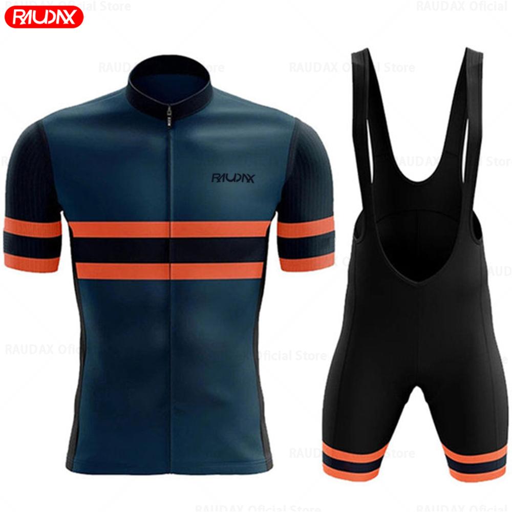 Raudax 2026 Summer Men Short Sleeve Cycling Jersey Set Breathable MTB Bike Cycling Clothing Maillot Ropa Ciclismo Uniform Kit