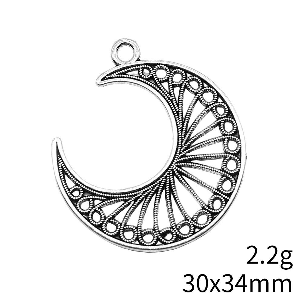 Engraved Crescent Moon Charm Star Pendant For Celestial Mystical Theme DIY Bracelet Necklace Jewelry Making Supplies