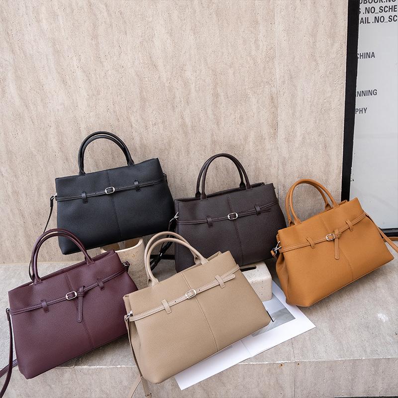 Retro Genuine Leather Women's Bag New Large Capacity Commuting Platinum Bag Women's Shoulder Bag Hand Tote Bag