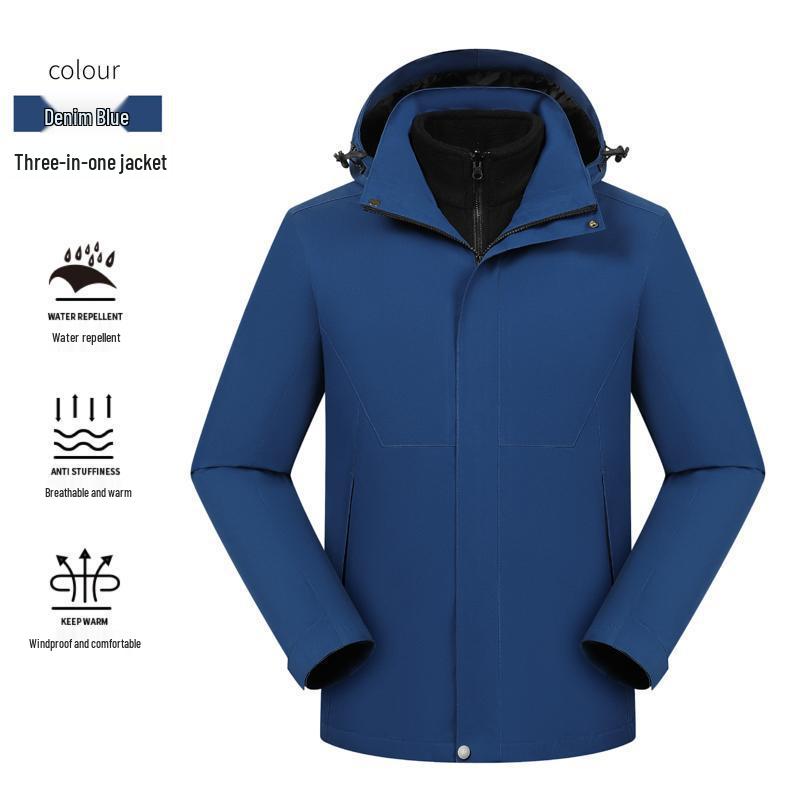 Thickened 3-in-1 Workwear Mountaineering Jacket with Custom Embroidery Logo for Winter 4S Shop Enterprise Culture.