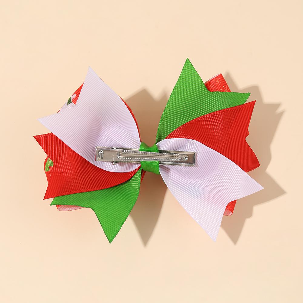 2Pcs Christmas Bow Hair Clips Cute Snowman Print Bownot Hairpins For Girls Children Xmas Party Headwear Hair Accessories Gift