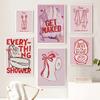 Toilet Paper Roll Coquette Aesthetic Red Pink Bows Doodles Print Preppy Girly Trendy Poster Bathroom Retro Wall Art Home Decor