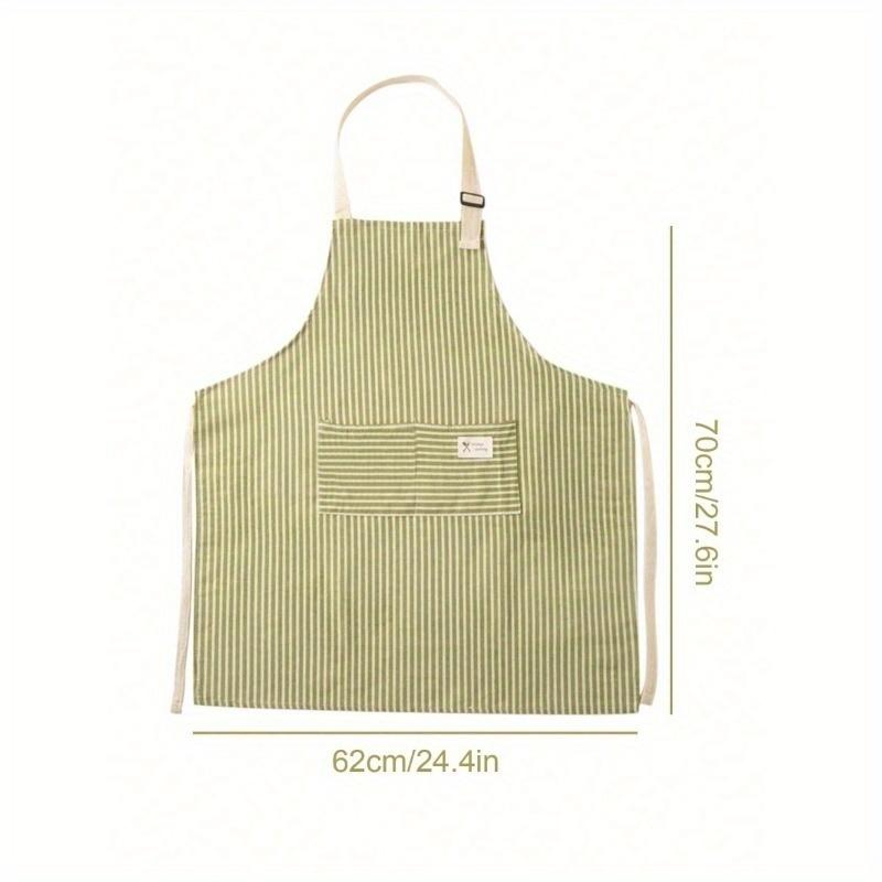 1pc Adjustable Colorful Striped Apron for Men and Women, Simple Style Cooking Apron with Pockets for Chef, Server, Kitchen Cooking Aprons, Bbq