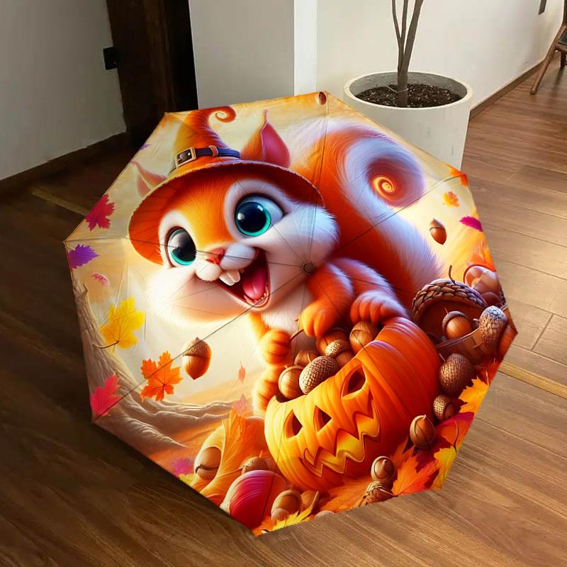 

1pc Halloween Squirrel Automatic Open/Close Umbrella, Folding Compact Umbrella with Lightweight Design for Women/Men yy251011103