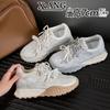 Leather inner heightening women's shoes spring new lightweight platform casual sports dad shoes