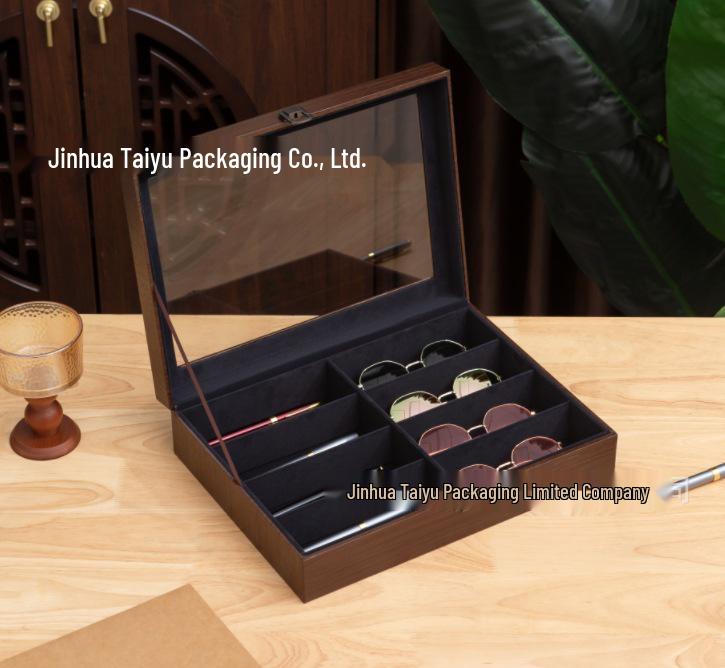 2025 Walnut Wood Grain Watch & Sunglasses Storage Box