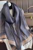 Navy Blue Shawl with Shine - Silk and Polyester, 180X90