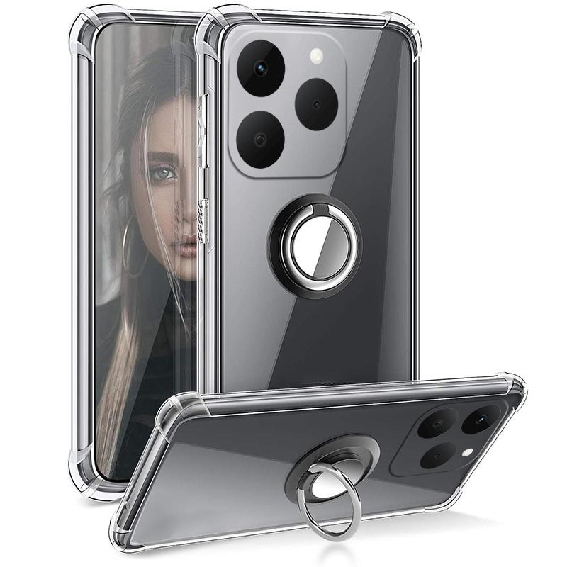 For Realme 15T case Ring Holder Ultra Thin Transparent Car Navigation Soft Silicone Clear cover For Realme 15T Phone casing