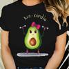 2025 Aesthetic Tshirts Women Avocado Print Short-Sleeve Tee Shirt Funny Clothes Ulzzang T Shirts Female White Black Tops Tees