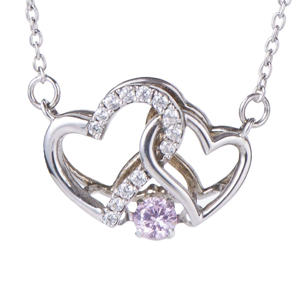 [Танцующий Камень] Двойное Открытое Сердце Танцующий Топ НАБОРЫ-8362 F Фианит (розовый)