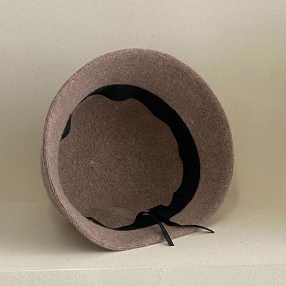 Woolen Wool Fisherman Hat Pure Color Basin Hat Casual Women's Formal hat  Autumn
