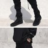 Men's Slim Fit Chinese Style Work Pants with Zipper and Ribbon Detail