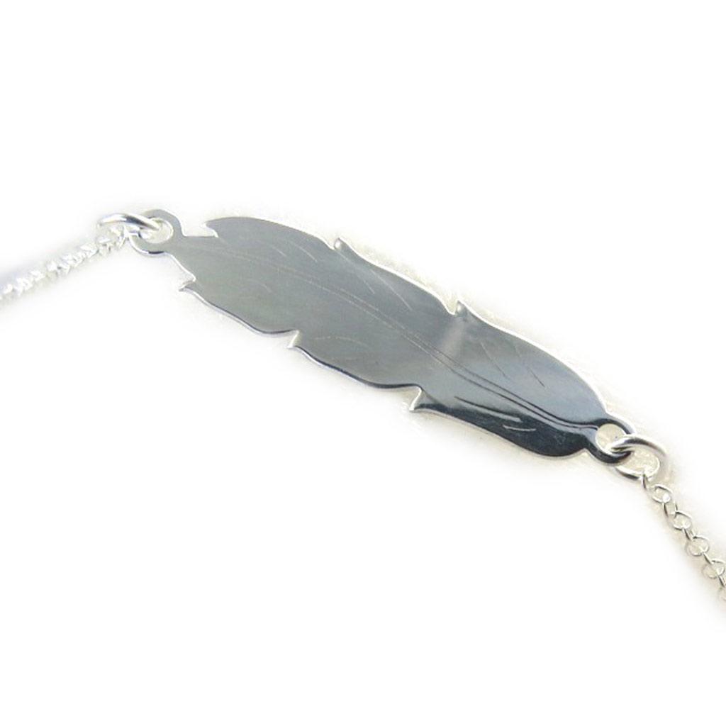 Les Trésors De Lily [M5599] - Silver 'Navajos' Silver Bracelet - Feather 30x7 Mm