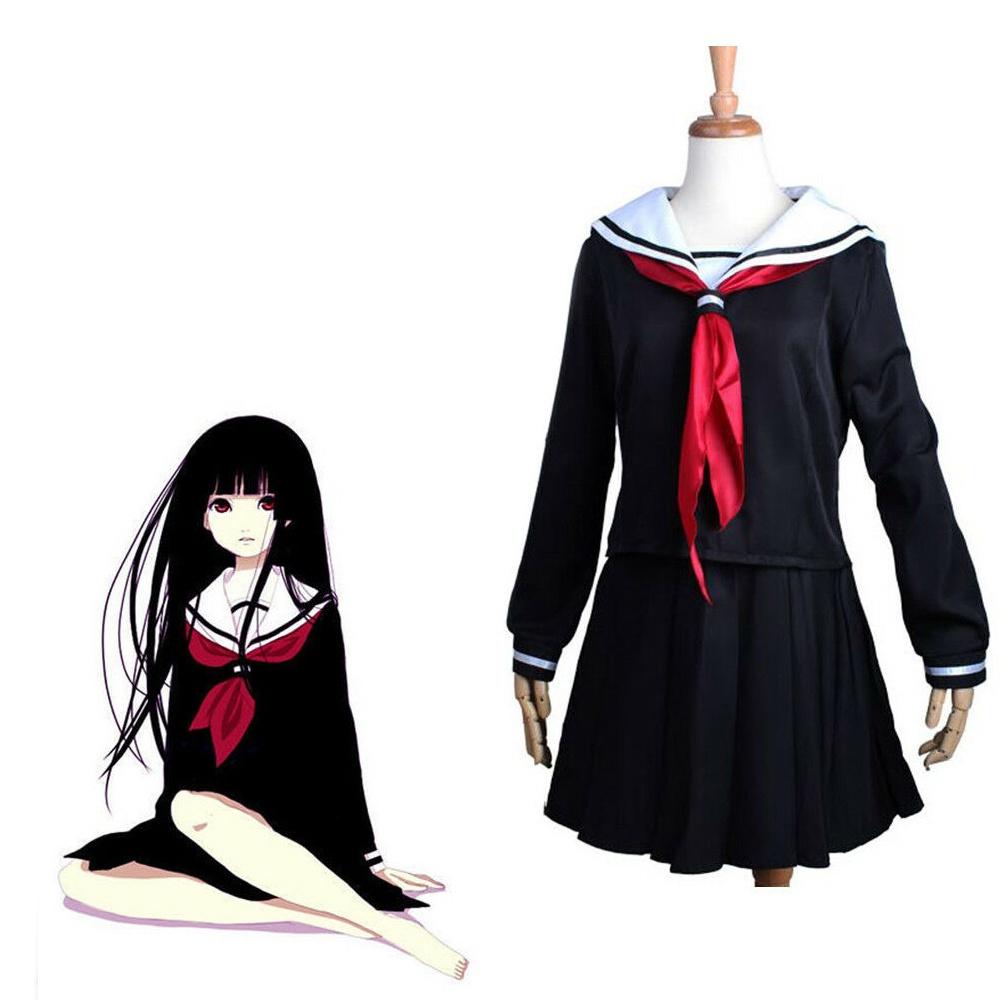 תחפושת קוספליי של איינמה איי, נערת הגיהינום, תחפושת יפנית אלגנטית של תלמידה לחגיגות ליל כל הקדושים