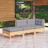 Day and Night - Day and Night Garden Furniture Set 3 Pieces and Cushions Solid Pine Wood