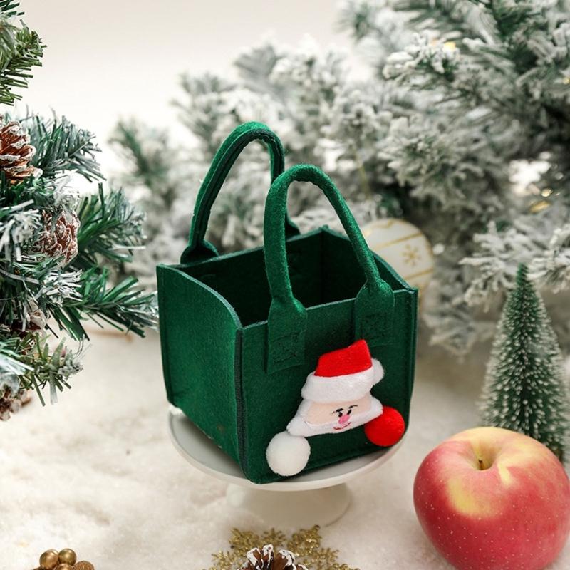 Felt Christmas Storage Bag Portable Handheld Design Organizer For Holiday Apples Gifts And Home Decoration