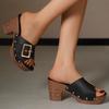 Fashion Women Slippers 2025 Summer New Fashion Elegant Soft Platform Shoes Ladies Chunky High Heels Buckle Casual Peep Toe Slippers