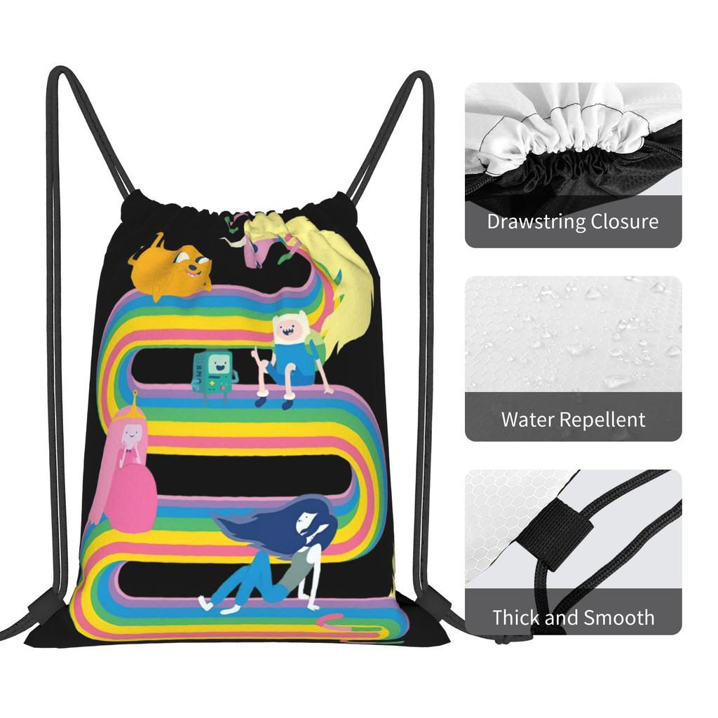 Custom Adventures Anime Times Drawstring Backpack Sports Gym Bag for Women Men Fantasy Animation Training Sackpack