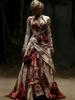 New Women's Autumn Dress Long Sleeve Halloween Dress V-Neck Splicing