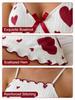 European & American Style Heart Print Nightgown for Women - Pure Desire Ribbed Lace-up Design, Sweet 2026 New Short Skirt Pajamas