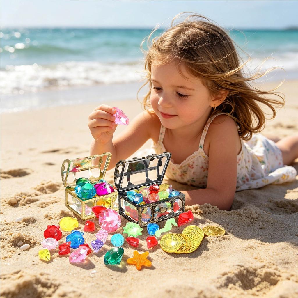 Summer-Appropriate Children's Pool And Diving Pool Toys, Diving Game Treasure Chest Toy Set.