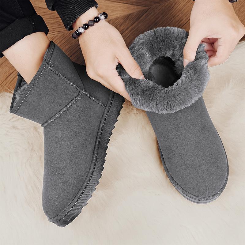 Braune Herren Winterstiefel Outdoor Warm Plüsch Schneestiefel Herren Pelz Knöchelstiefel Für Damen Zum Hineinschlüpfen Baumwollschuhe Botas Masculino