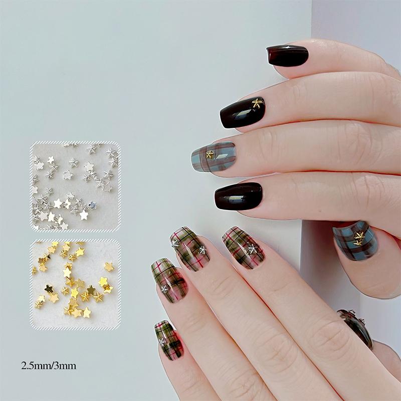 100Pcs Mini Star Nail Diamond Mixed Size Alloy Girl Nail Charm Nail Art Decoration Diy Accessorie Stereoscopic
