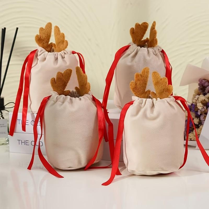 10piece Christmas Candy Bags Novel Velvet Draw String For Multipurpose Easy Lacing Bags Velvet Draw