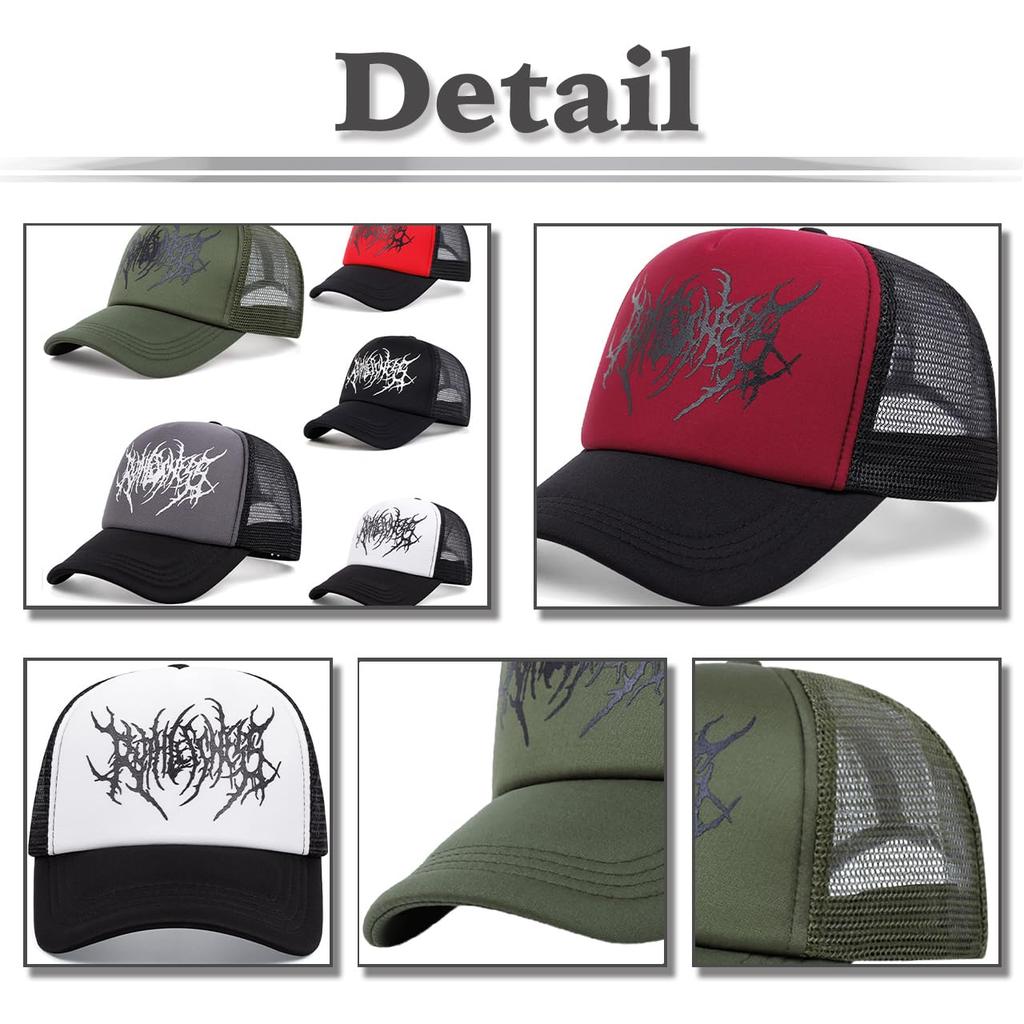 Street CZ825 [White Fang] Cap, Hat, Mesh, Style, Breathable, Fashionable, Stylish, Men's, (Black)