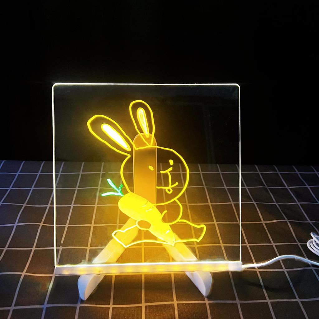 Children's Light-Up Drawing Board with DIY Pack, Transparent Coloring Surface, Small Erasable Blackboard for Graffiti.