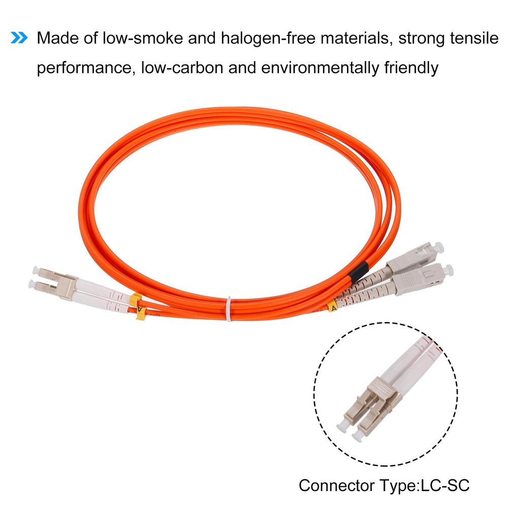 Uxcell Fiber Patch Multimode Duplex OM1 LSZH Fiber Optic Jumper for Network Transceivers and 1 Piece Cable, LC-SC Instrumentation, Orange, 2M,