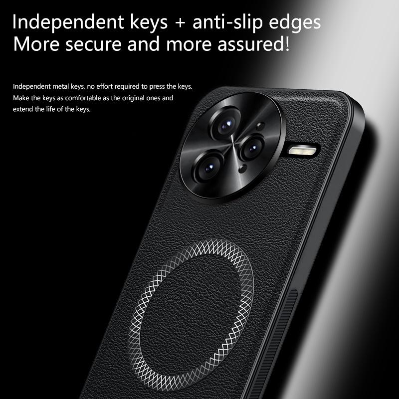For Redmi K80 Pro Case Magnetic Elegant Leather Wear-Resistant Lens Fully Covered Non-Slip Grip Edge Cover Shell