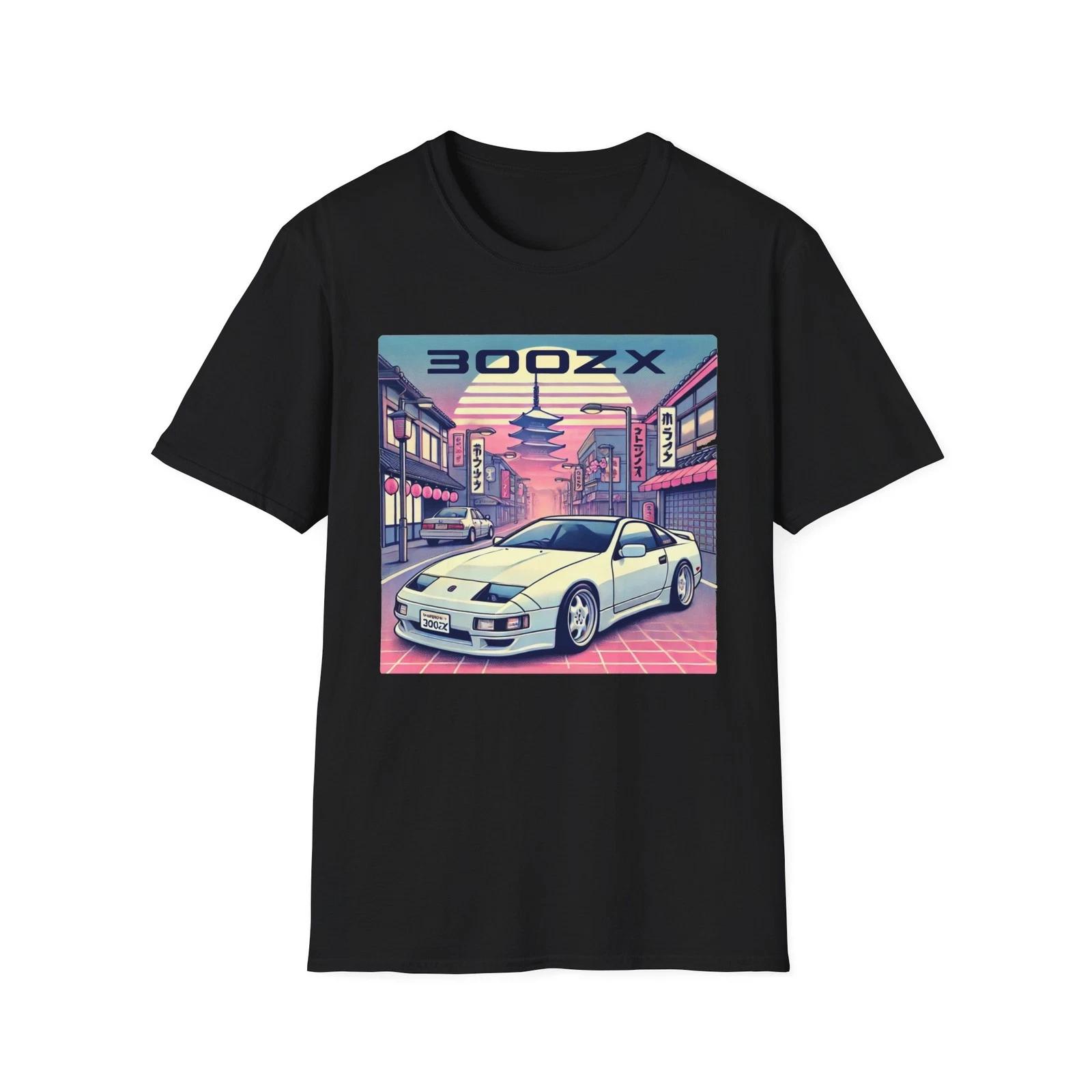 300ZX JDM Tokyo Street Scene Pagoda Cherry Blossom Sunset Graphic T-Shirt XXL
