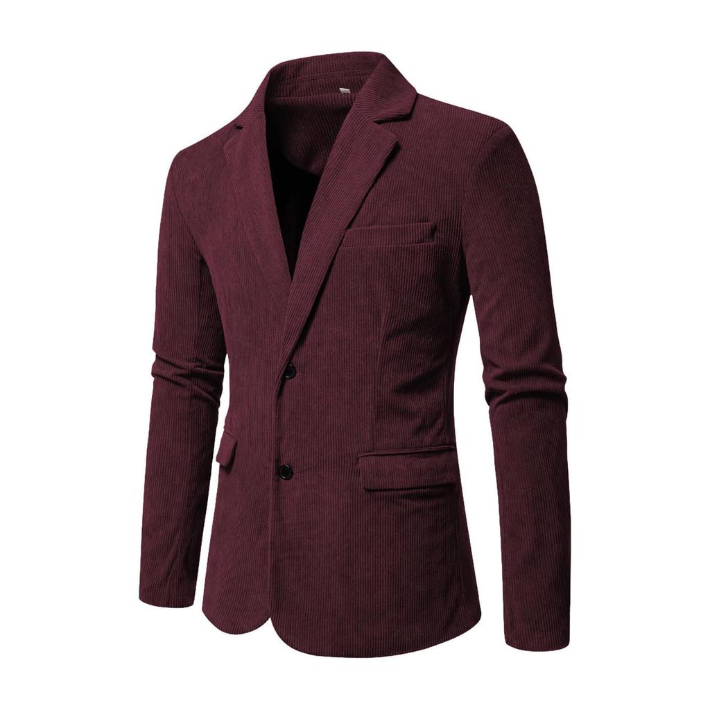 Men's Fashionable And Casual British High-quality Corduroy Single-breasted Solid Color Suit Jacket