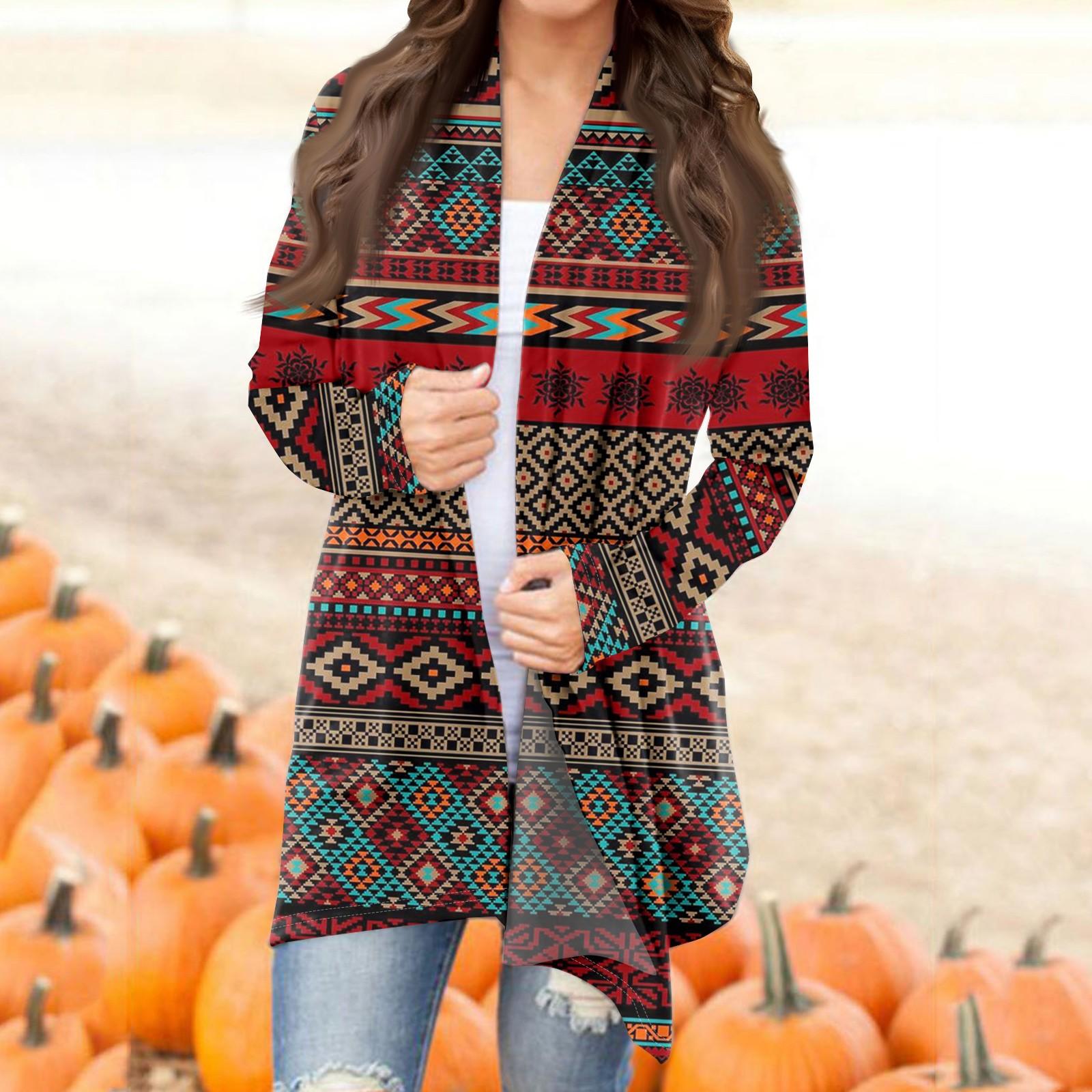 

Женская модная повседневная куртка-кардиган средней длины с принтом XXL красный