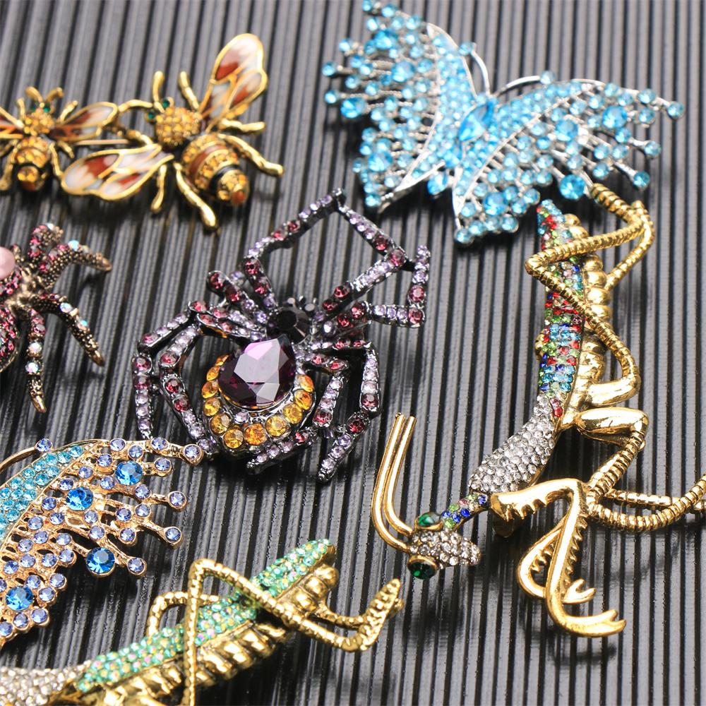 SKEDS Rhinestone Crystal Large Dragonfly Brooch Fashion Retro Insect Pin Coat Accessory for Women and Men Good Gift