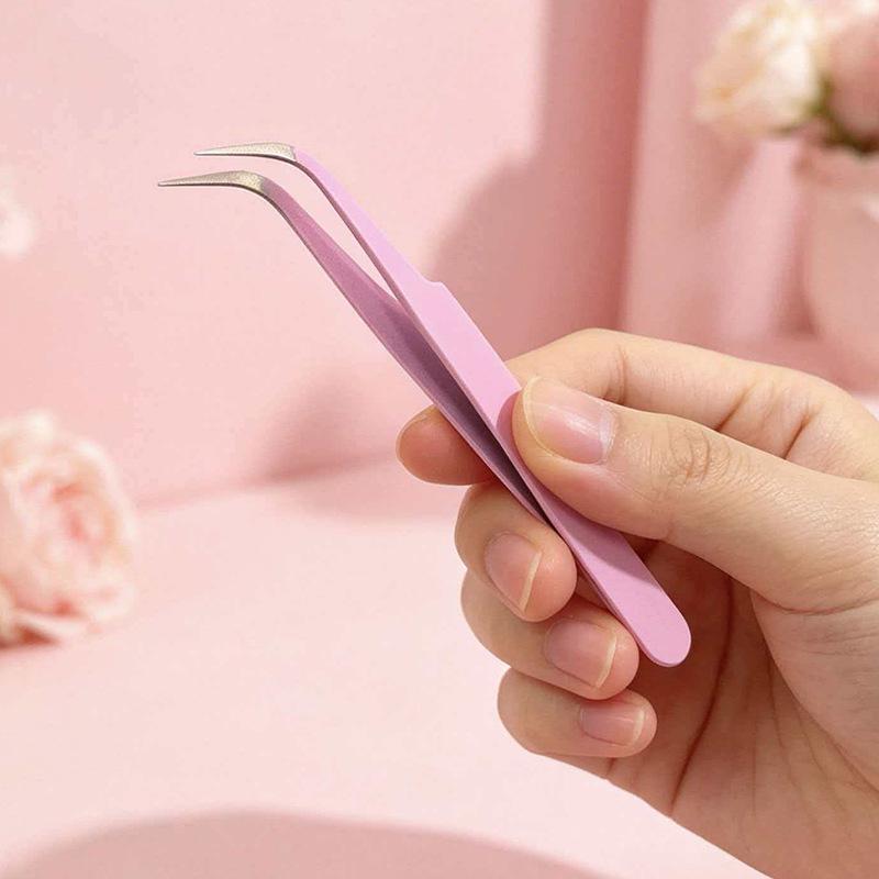Handmade DIY Powder-Coated Stainless Steel Tweezers: Bent & Sharp Tip for Planning & Creative Nail Art