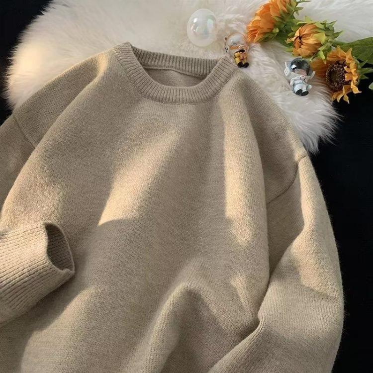 Korean Style Winter Pullovers for Men Autumn Winter Thickened Loose Sweaters Trendy Hong Kong Japanese Style