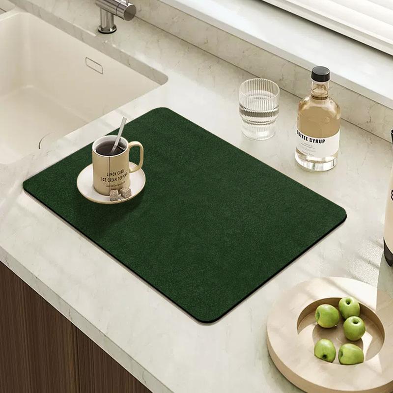 Küchen-Absorptionsmatte Arbeitsplatten-Schutzmatte Kieselgur-Absorbierende Schnelltrocknende Matte Hitzeschutzmatte Rutschfeste Matte Spülbecken-Abtropfmatte 30*40CM white