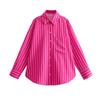 Primavera Nuovo Moda Donna Stile Europeo e Americano Versatile Camicia a Righe Ampia a Maniche Lunghe